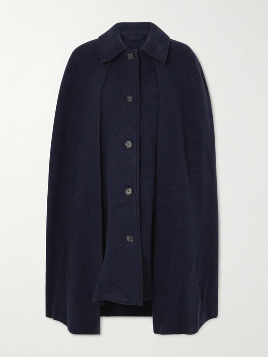 Image of Coats & Jackets. Product name - Wool-felt Coat in Navy colour by brand - TOTEME