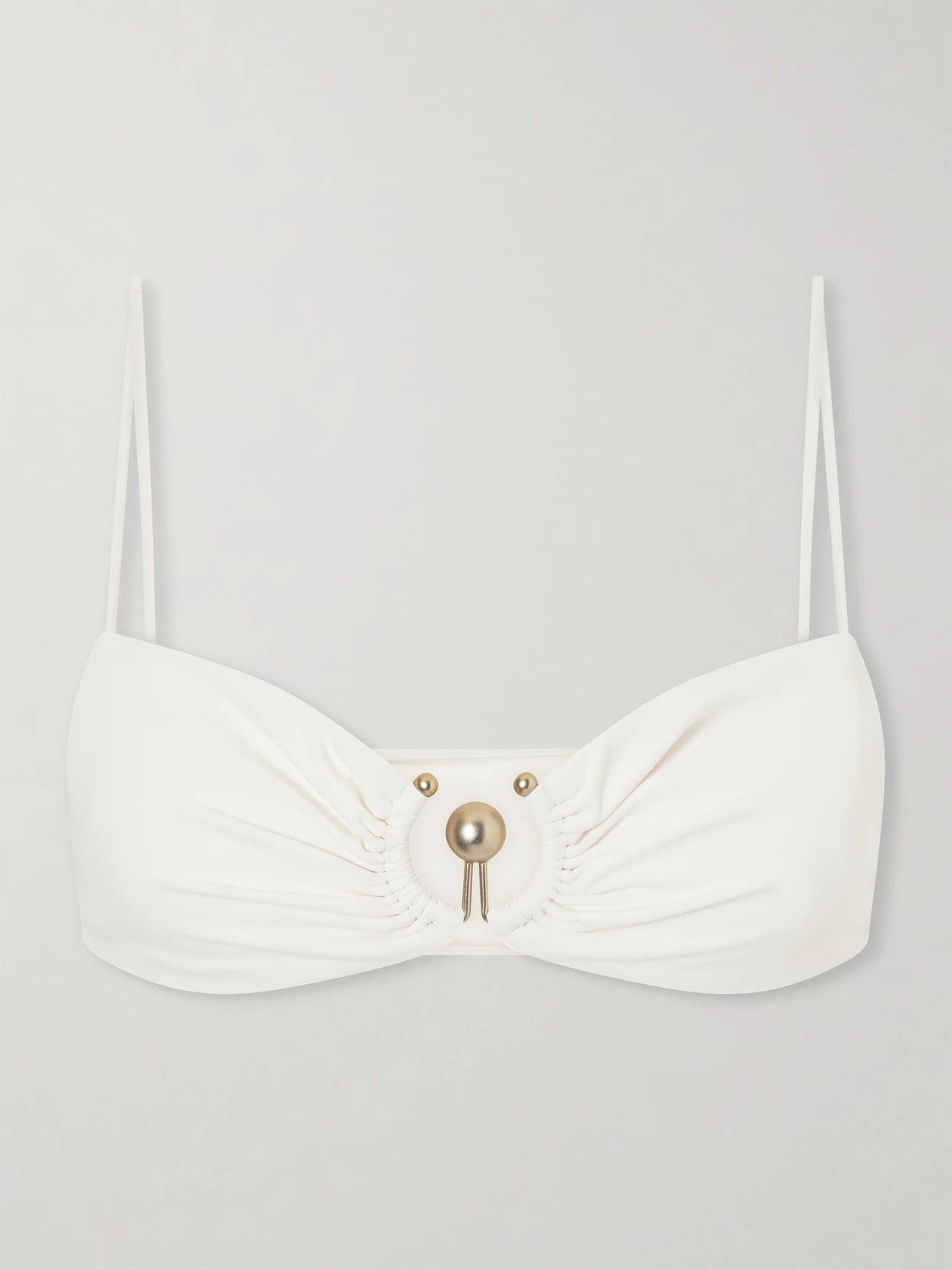 Ruched Orbit Embellished Bikini Top