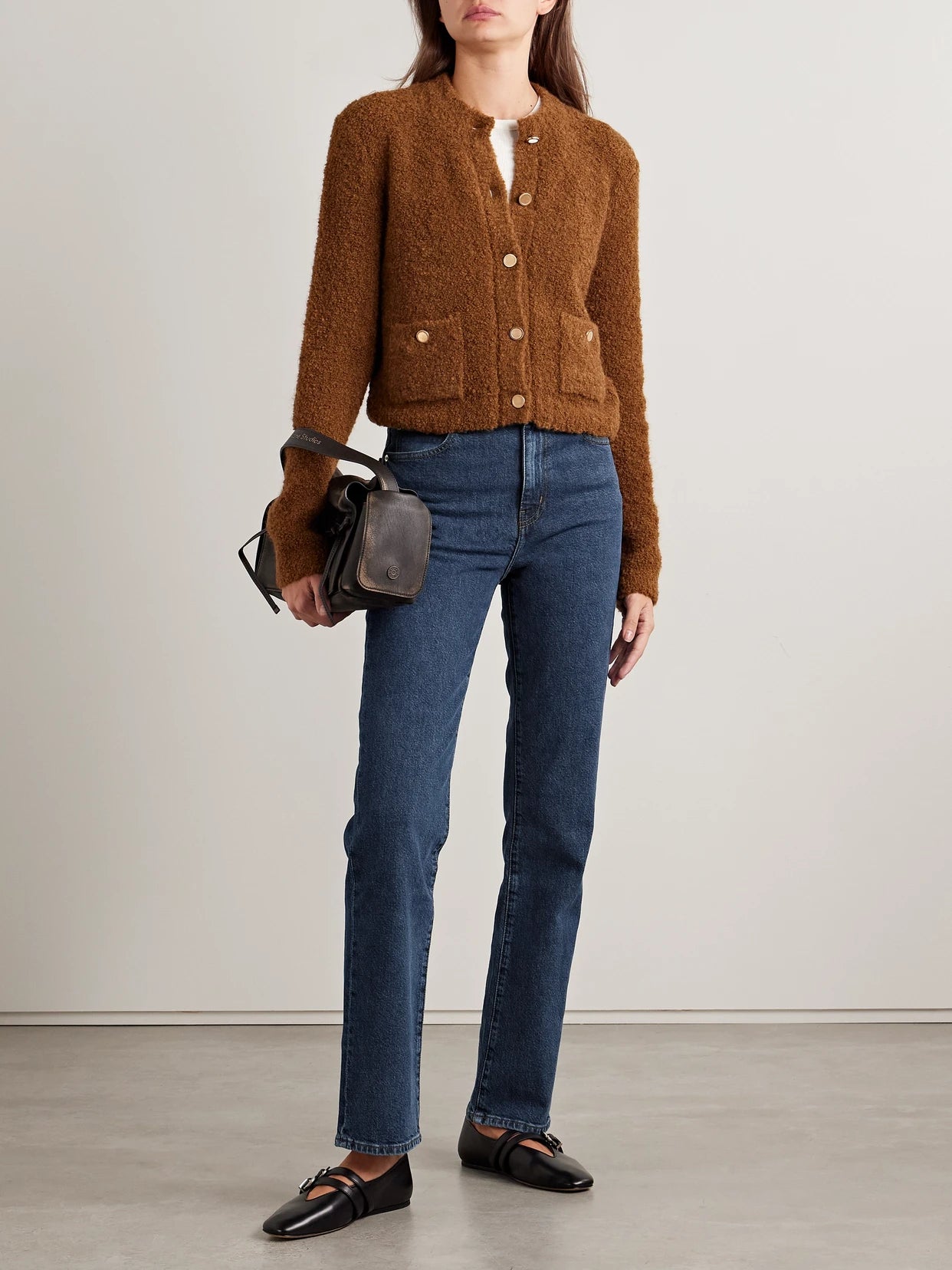 Image of Jeans. Product name - The Ruler High-rise Slim-leg Jeans in Mid denim colour by brand - FRAME