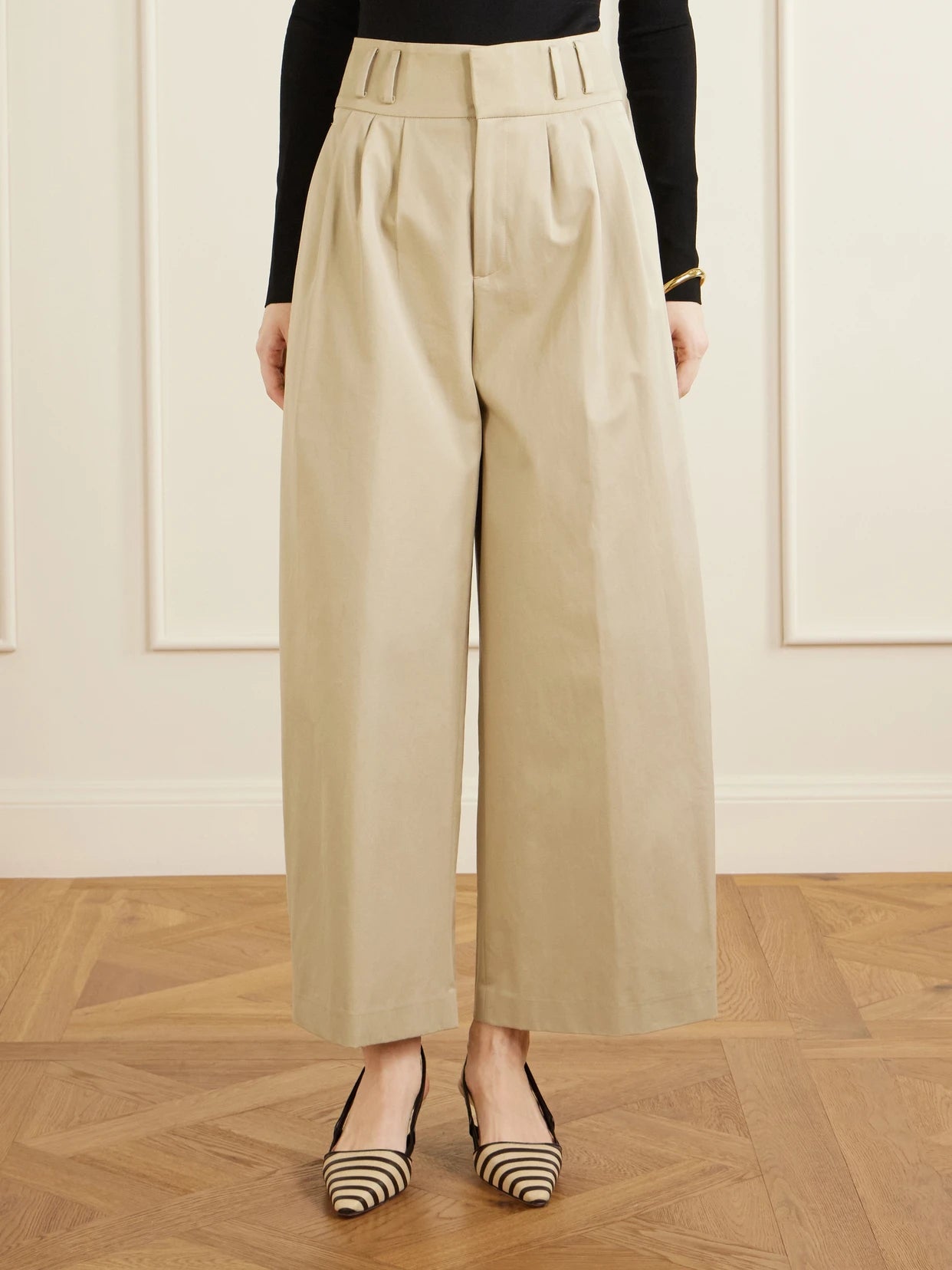 Wilson Pleated Wide-leg Cotton Pants