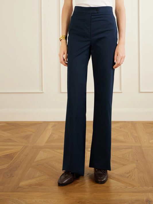 Laura Cotton-blend Straight-leg Pants