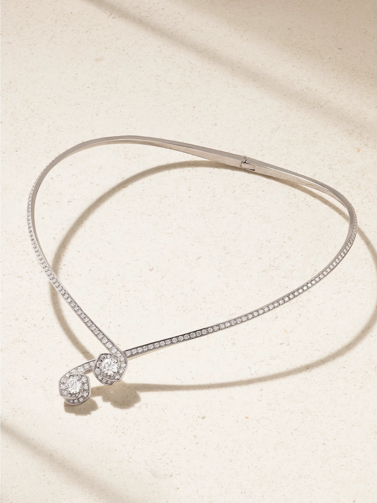 Frozen Kiss Torque 18-karat White Gold Diamond Necklace