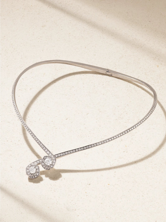 Frozen Kiss Torque 18-karat White Gold Diamond Necklace