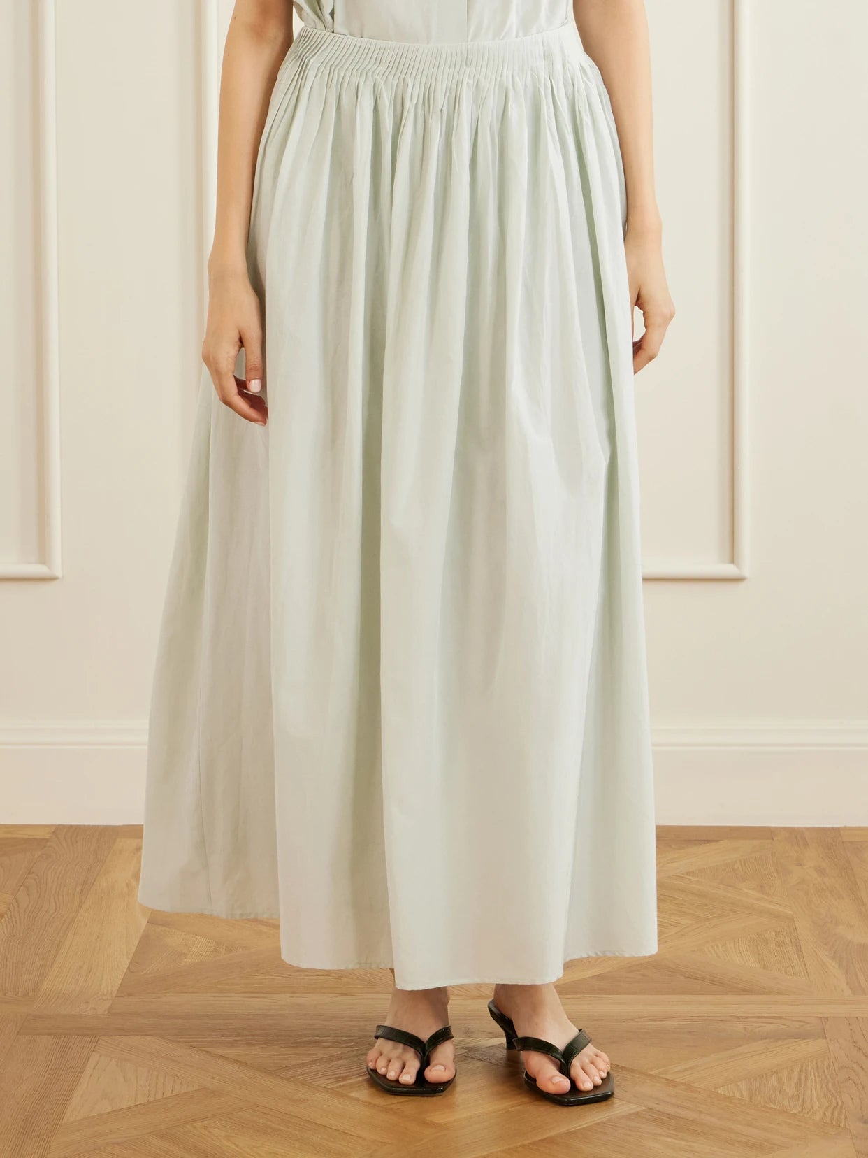 Naya Gathered Cotton And Silk-blend Maxi Skirt