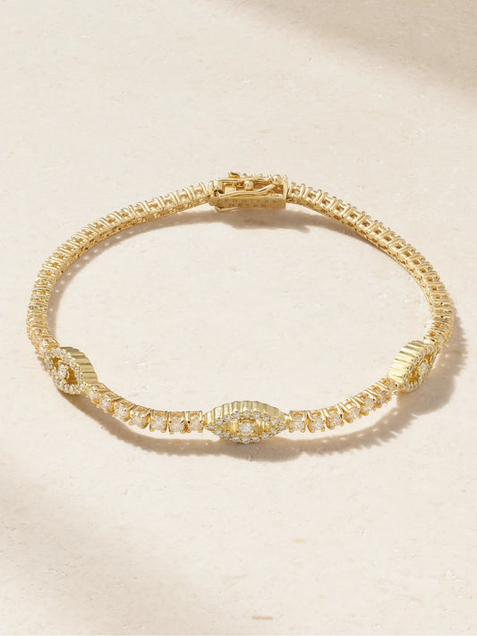 Evil Eye 18-karat Gold Diamond Tennis Bracelet