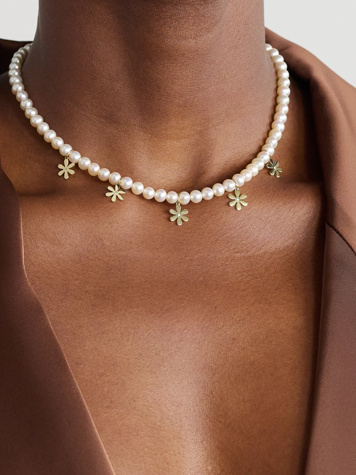 Image of Necklaces. Product name - Daisy 14-karat Gold, Pearl And Diamond Necklace in Multi colour by brand - Sydney Evan