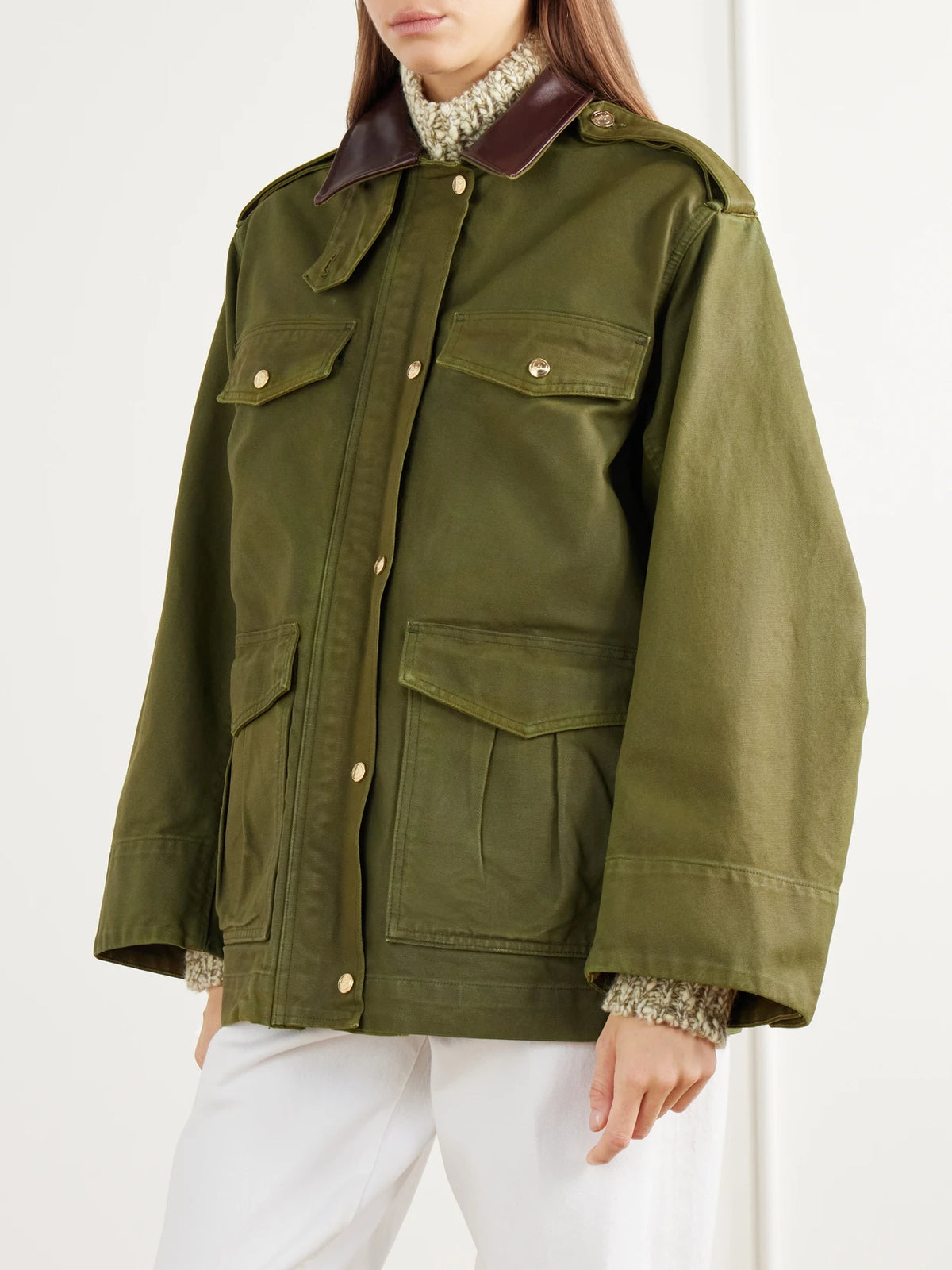 RÙADH The Ettienne Leather-trimmed Cotton Duck-canvas Coat