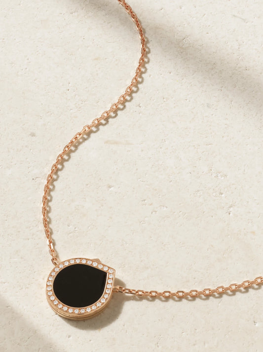 Antifer 18-karat Rose Gold, Onyx And Diamond Necklace