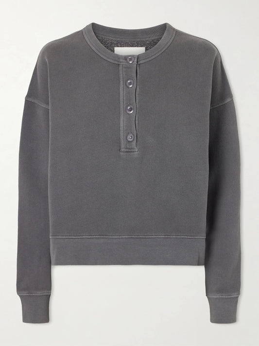 Image of Sleepwear & Loungewear. Product name - Cotton-blend Fleece Sweatshirt in Dark gray colour by brand - Citizens of Humanity