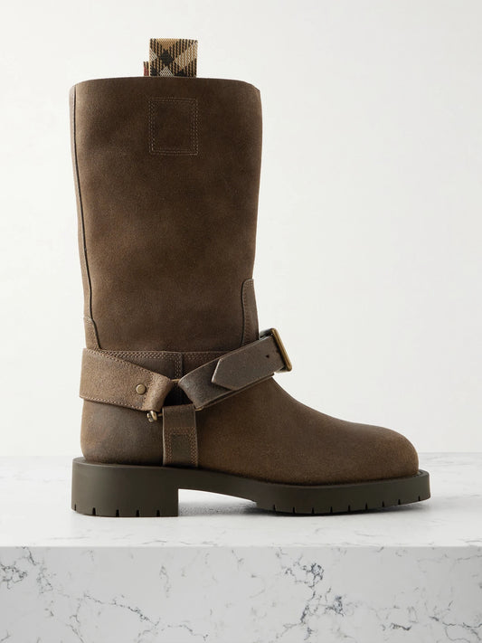 Buckled Suede Boots