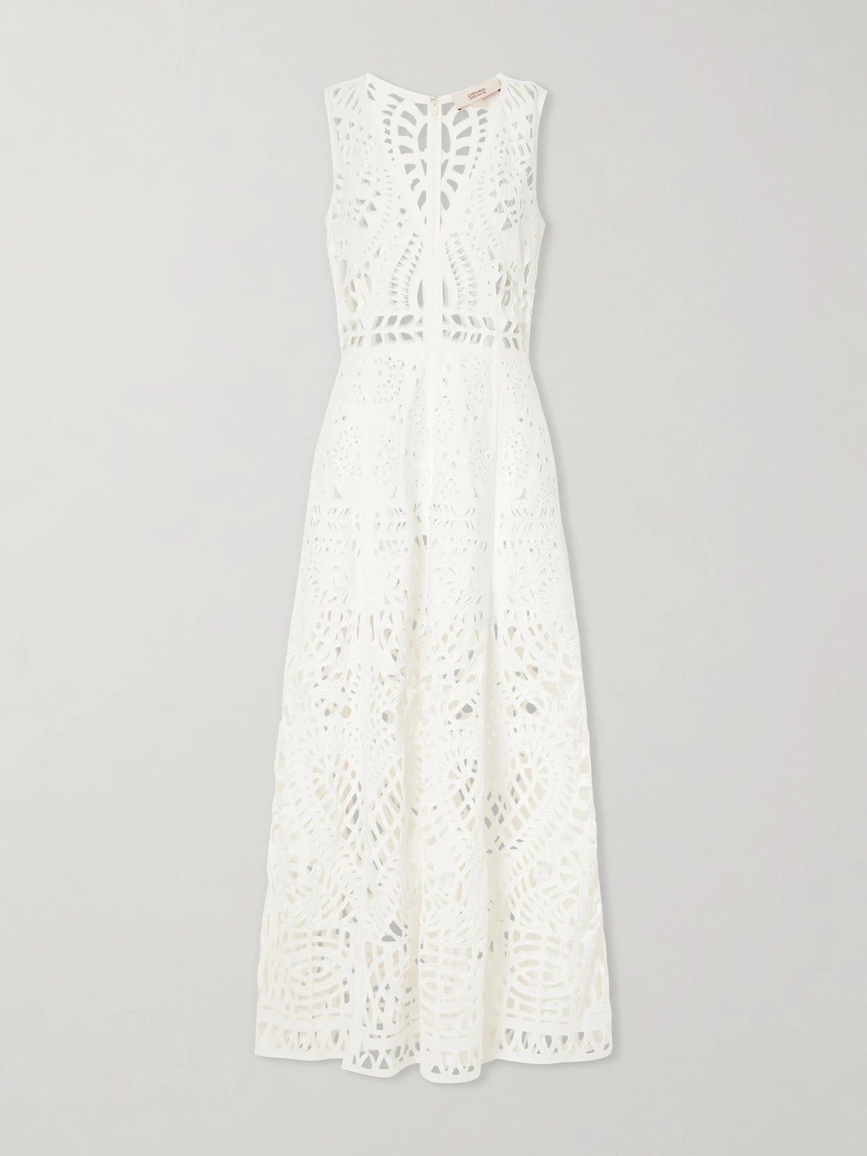 Image of Dresses. Product name - Vivienne Brisé Cut-out Cotton Midi Dress in White colour by brand - Emporio Sirenuse