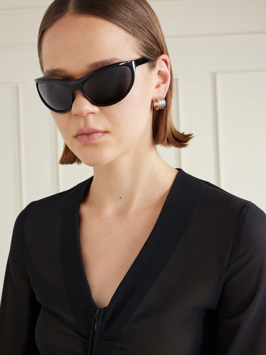 Image of Sunglasses. Product name - The Lex D-frame Acetate Sunglasses in Black colour by brand - Thistles