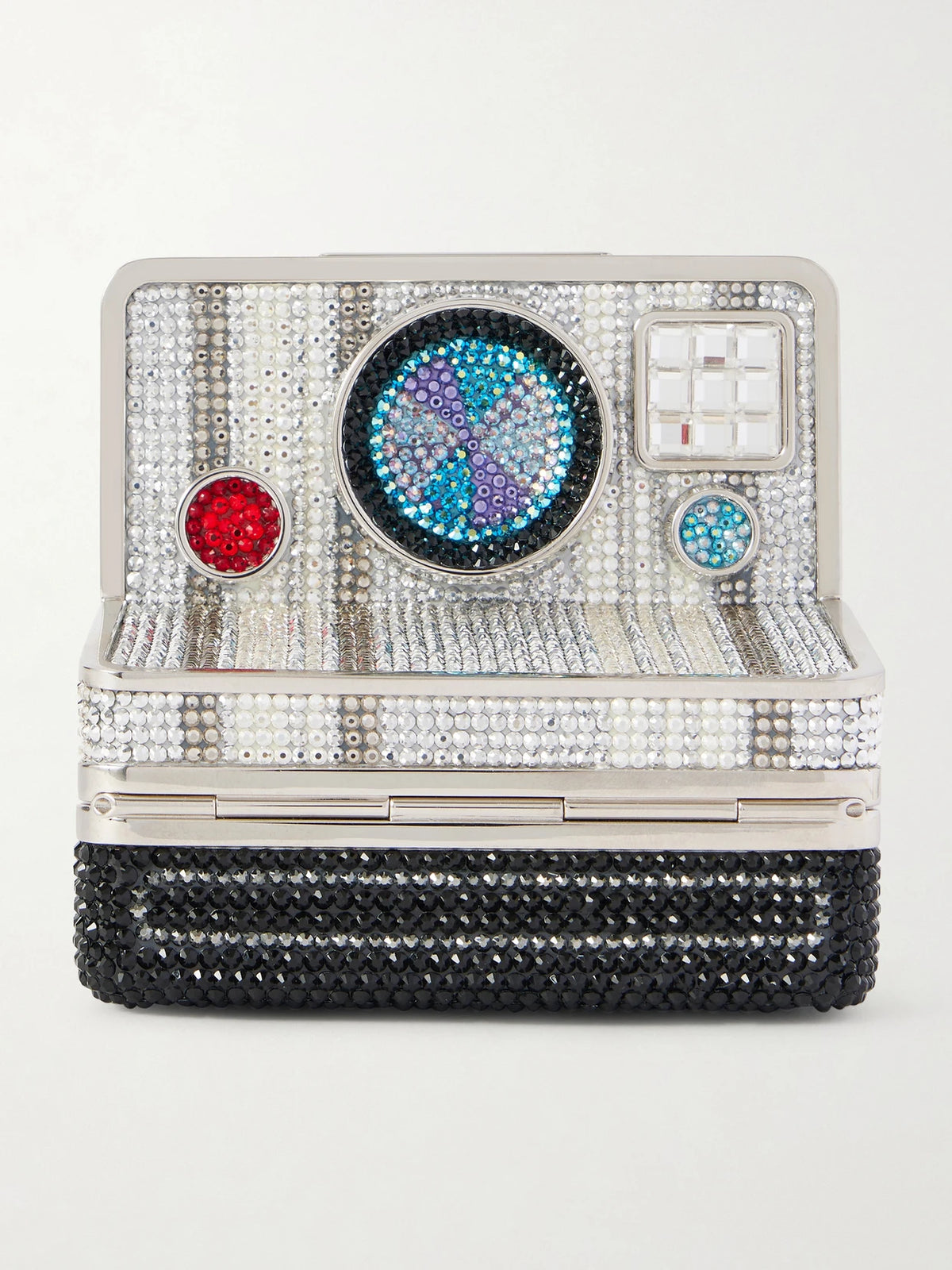 Image Crystal-embellished Silver-tone Clutch