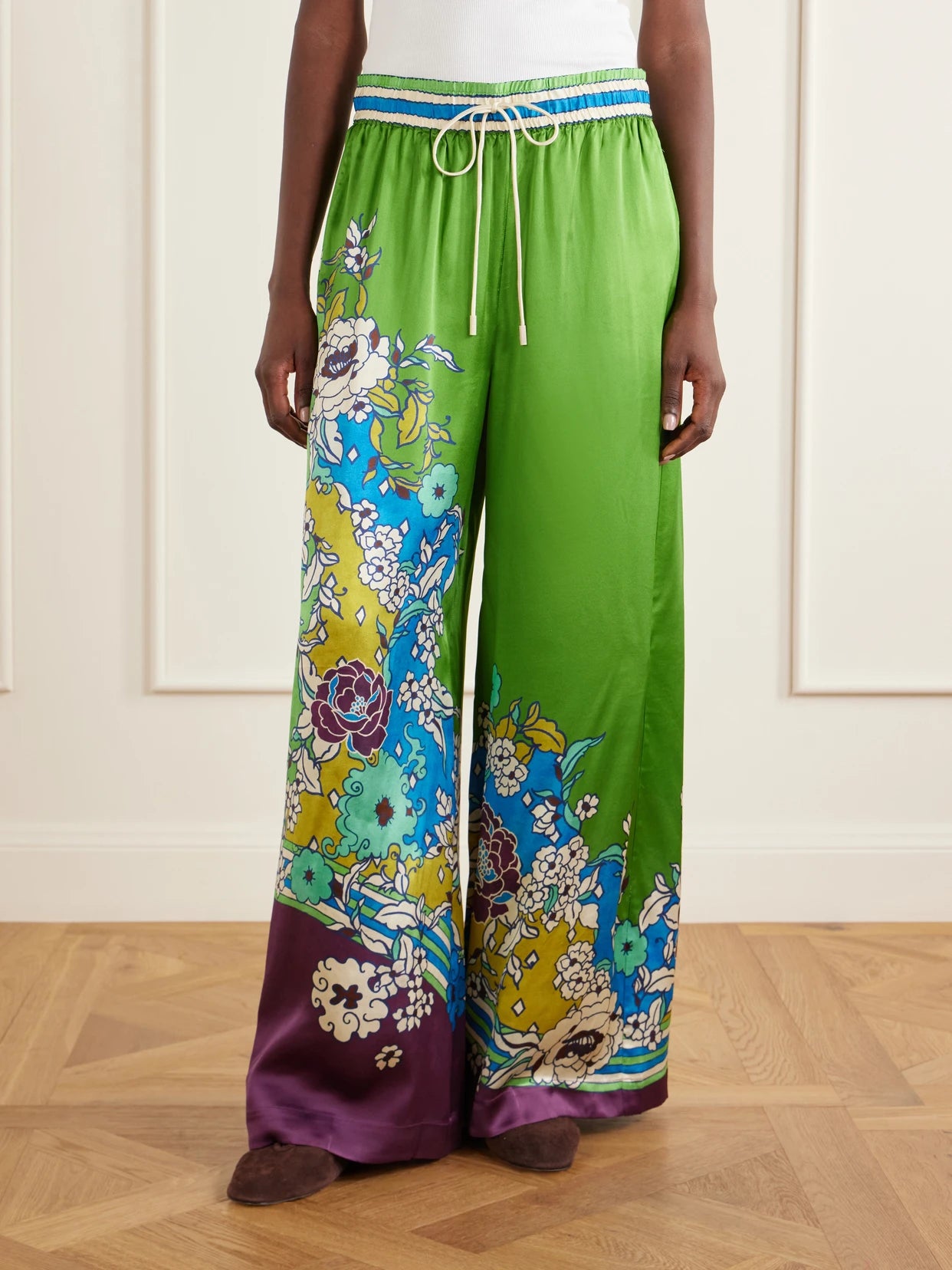 Nanci Floral-print Silk-satn Wide-leg Pants
