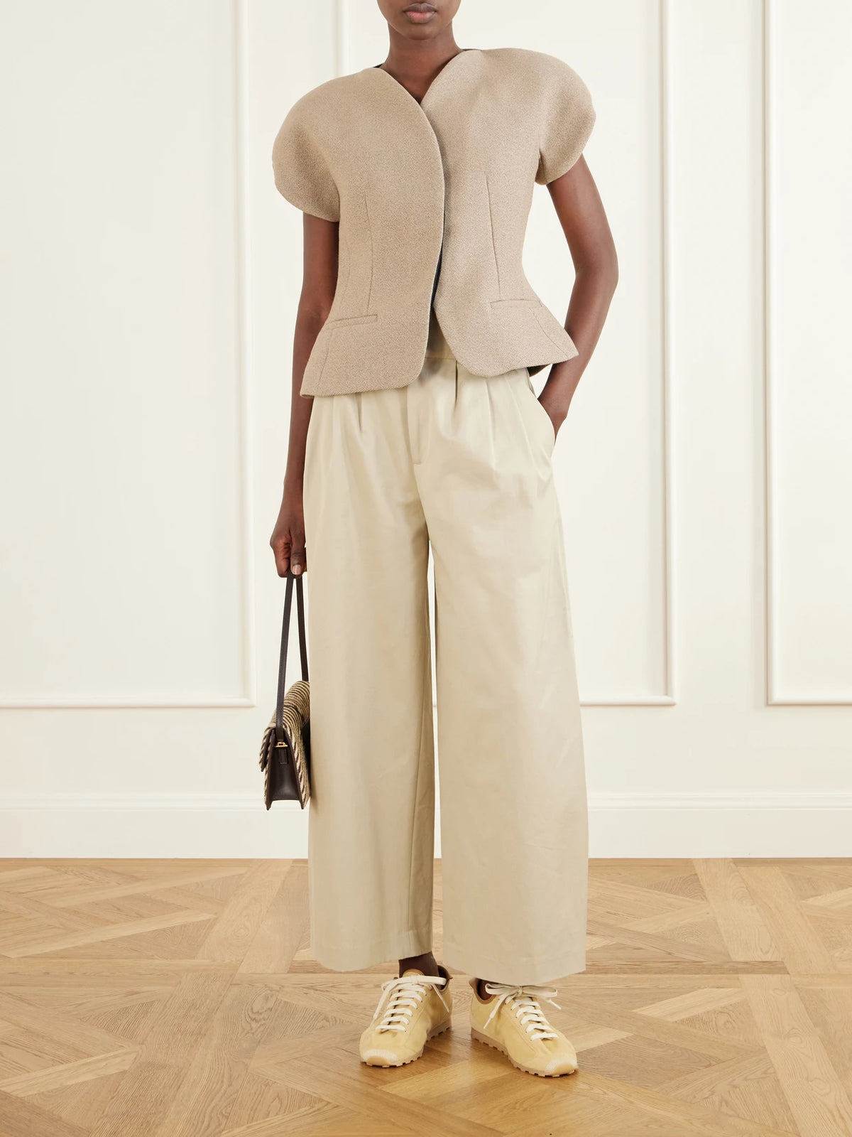 Image of Coats & Jackets. Product name - La Veste Oval Wool-blend Blazer in Beige colour by brand - Jacquemus