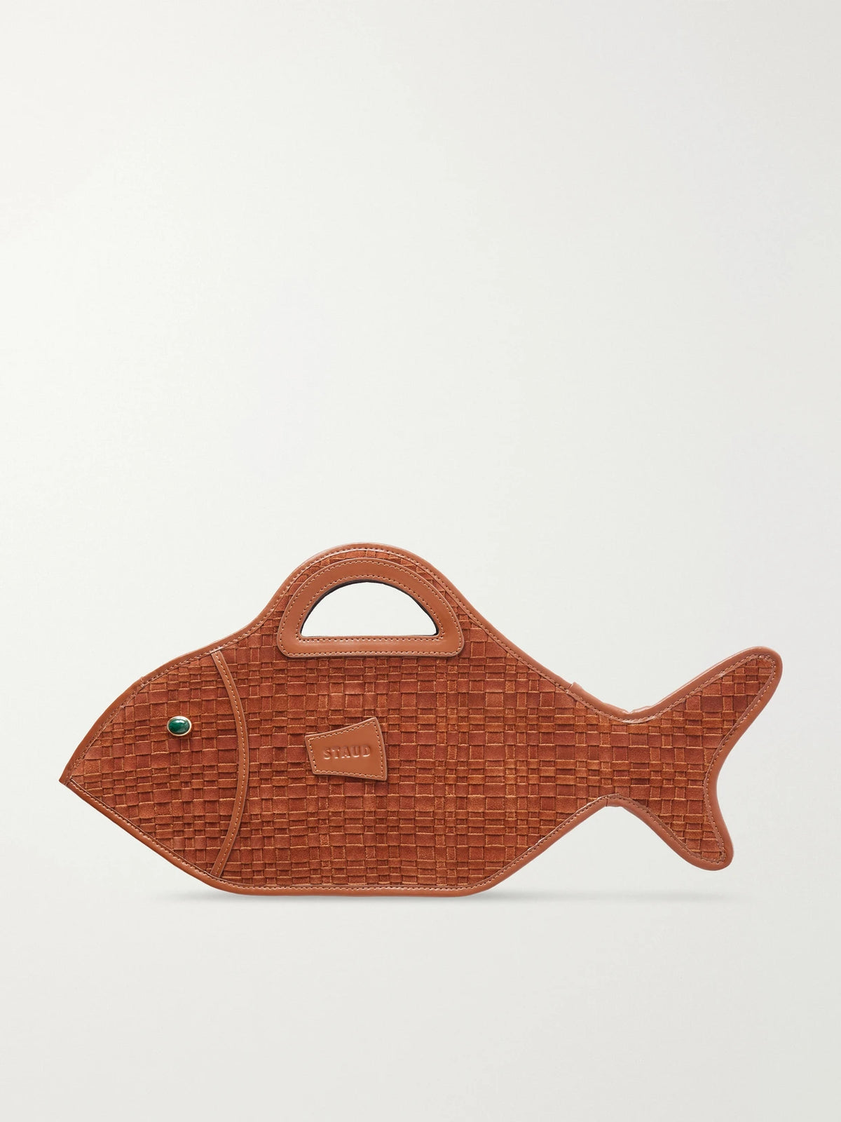 Cleo Logo-debossed Leather-trimmed Woven Suede Tote
