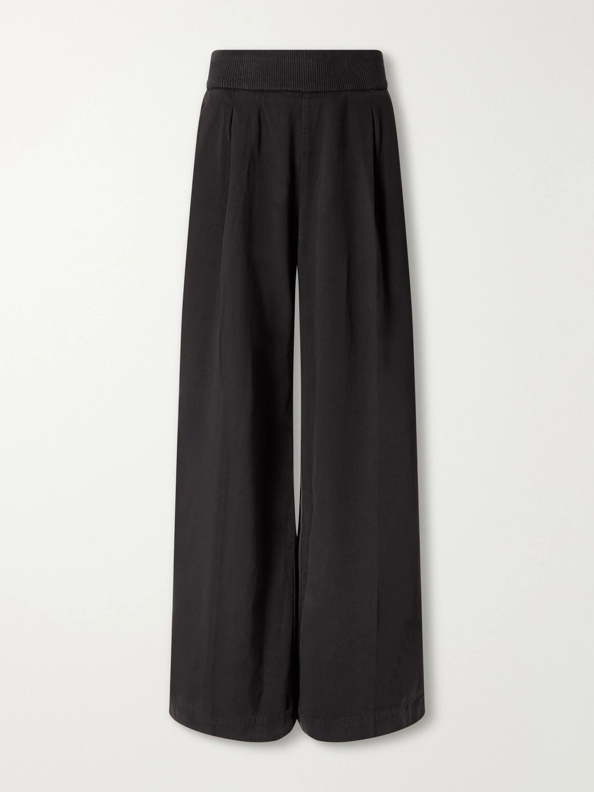 James Perse Ribbed Waist Cotton And Cashmere-blend Wide-leg Pants
