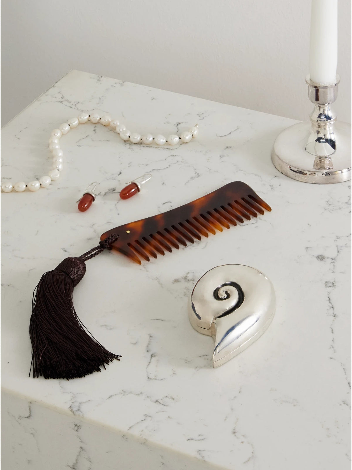 Image of Health & Beauty. Product name - Tasseled Tortoiseshell Acetate Comb in Multi colour by brand - Sophie Buhai