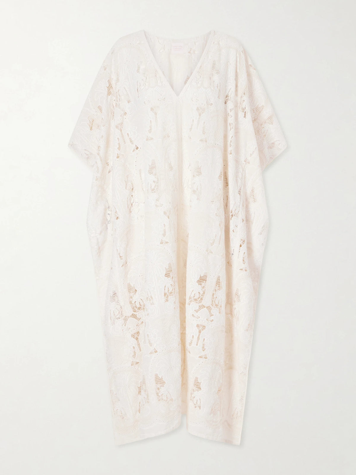 Loretta Caponi Atrani Embroidered Cotton-blend Midi Dress