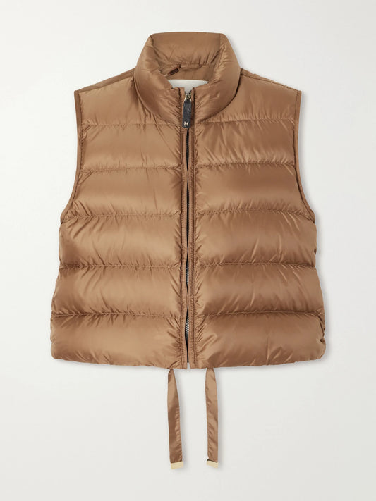 Image of Coats & Jackets. Product name - Quilted Shell Vest in Light brown colour by brand - Max Mara