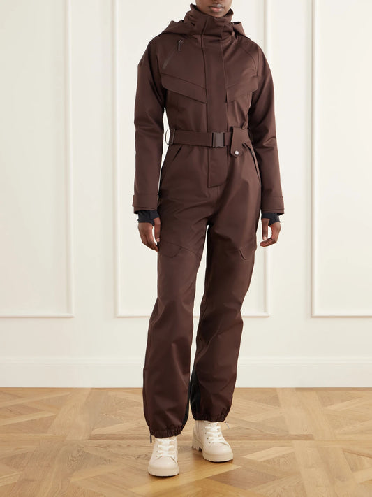 Image of Others. Product name - Apex Belted Shell Ski Suit in Chocolate colour by brand - Cordova
