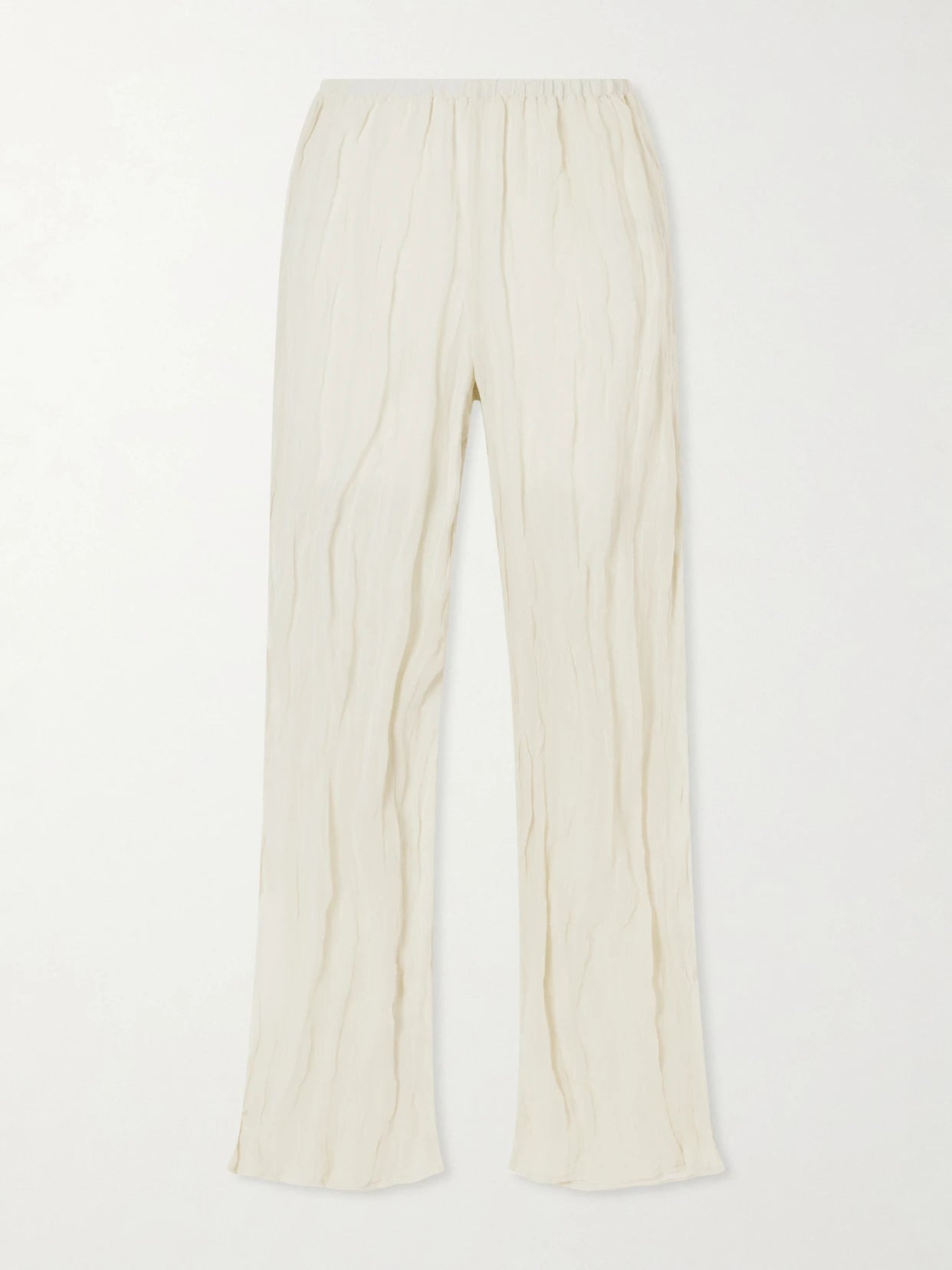Crinkled Cotton-blend Wide-leg Pants