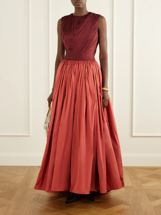 Image of Dresses. Product name - Draped Gathered Taffeta Gown in Multi colour by brand - Abadia