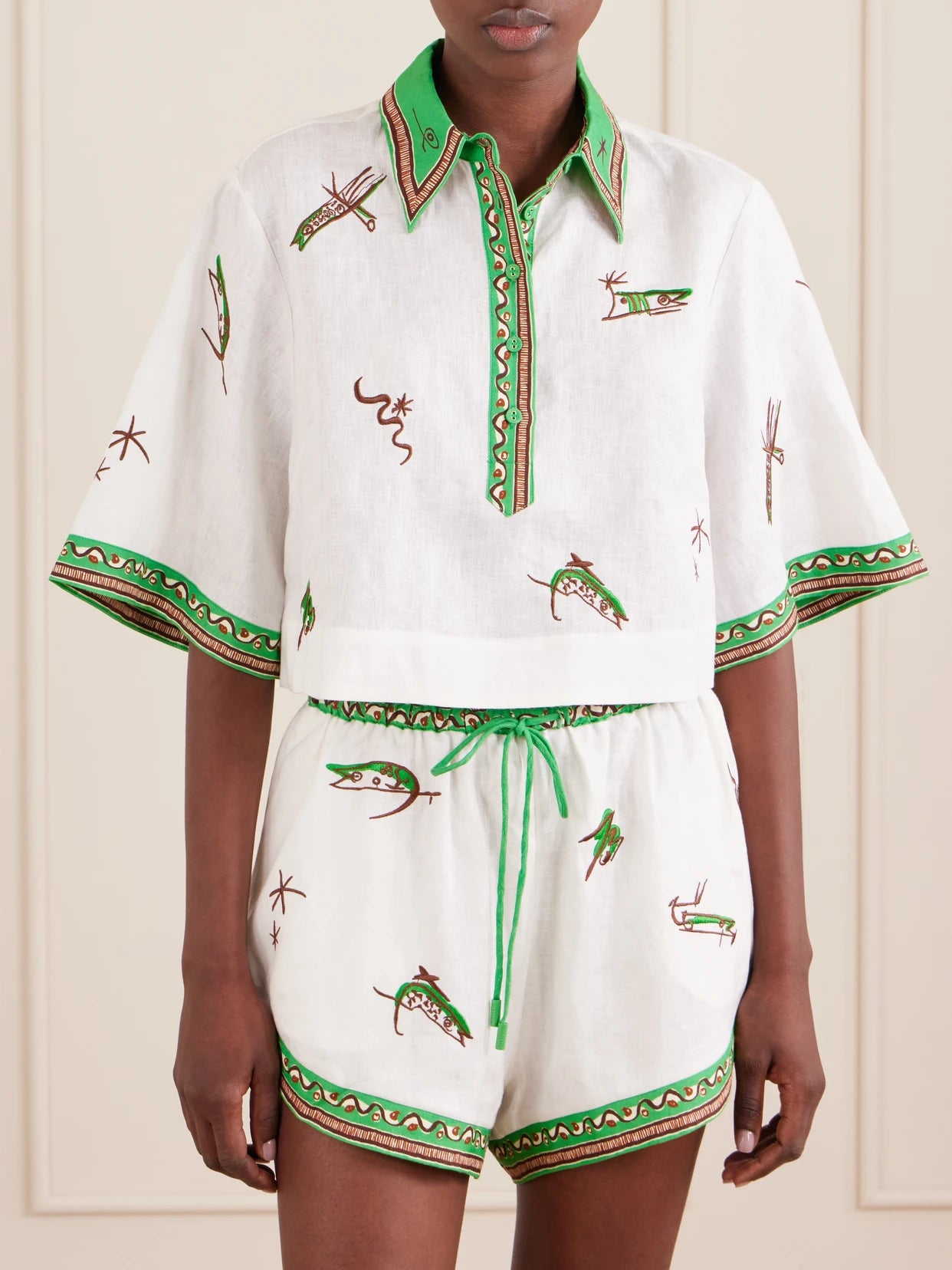Wanda Embroidered Linen Shorts