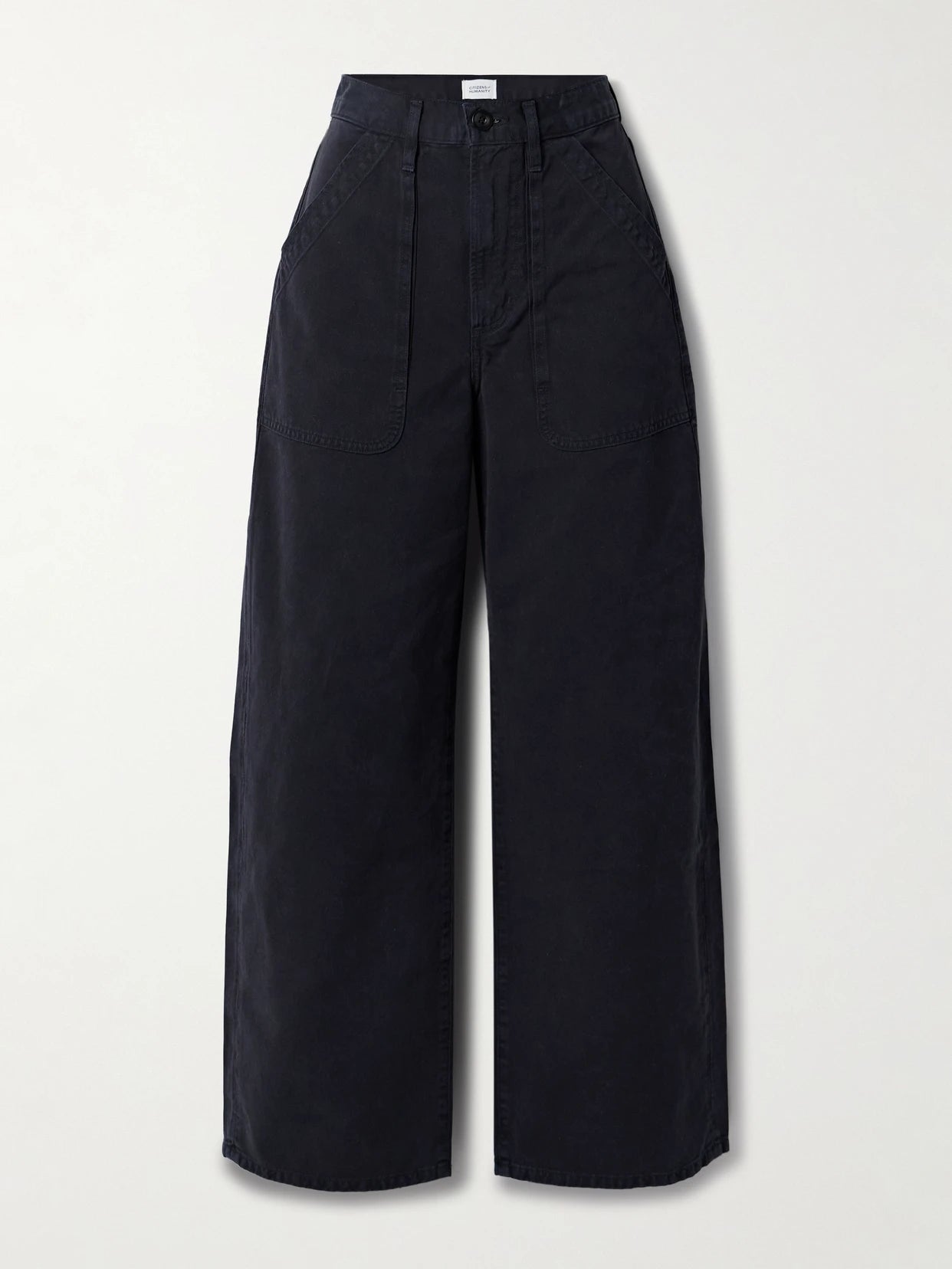 Image of Jeans. Product name - Ayla Cargo High-rise Wide-leg Jeans in Black colour by brand - Citizens of Humanity
