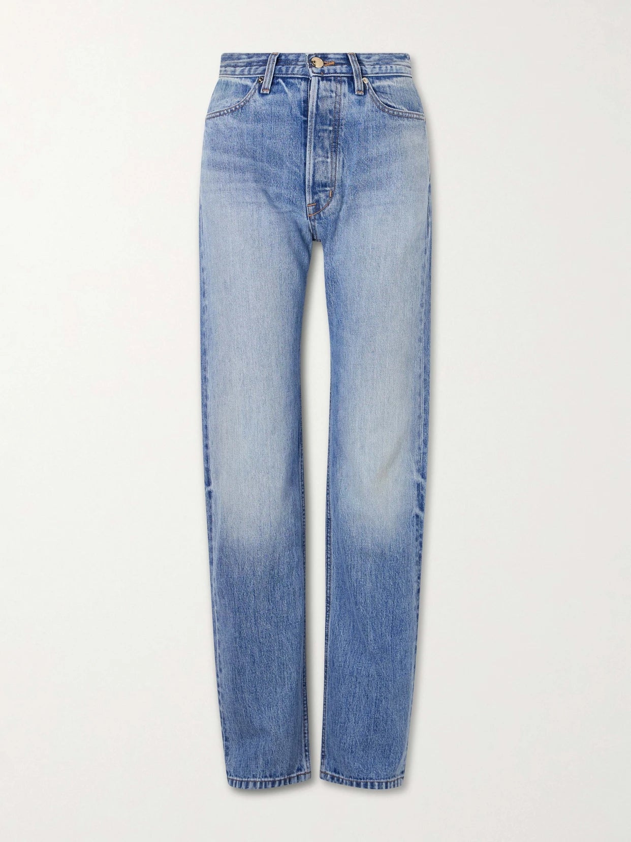 Image of Jeans. Product name - Agnes Recycled Straight-leg Jeans in Light denim colour by brand - RÙADH