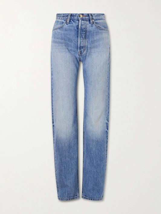 Image of Jeans. Product name - Agnes Recycled Straight-leg Jeans in Light denim colour by brand - RÙADH
