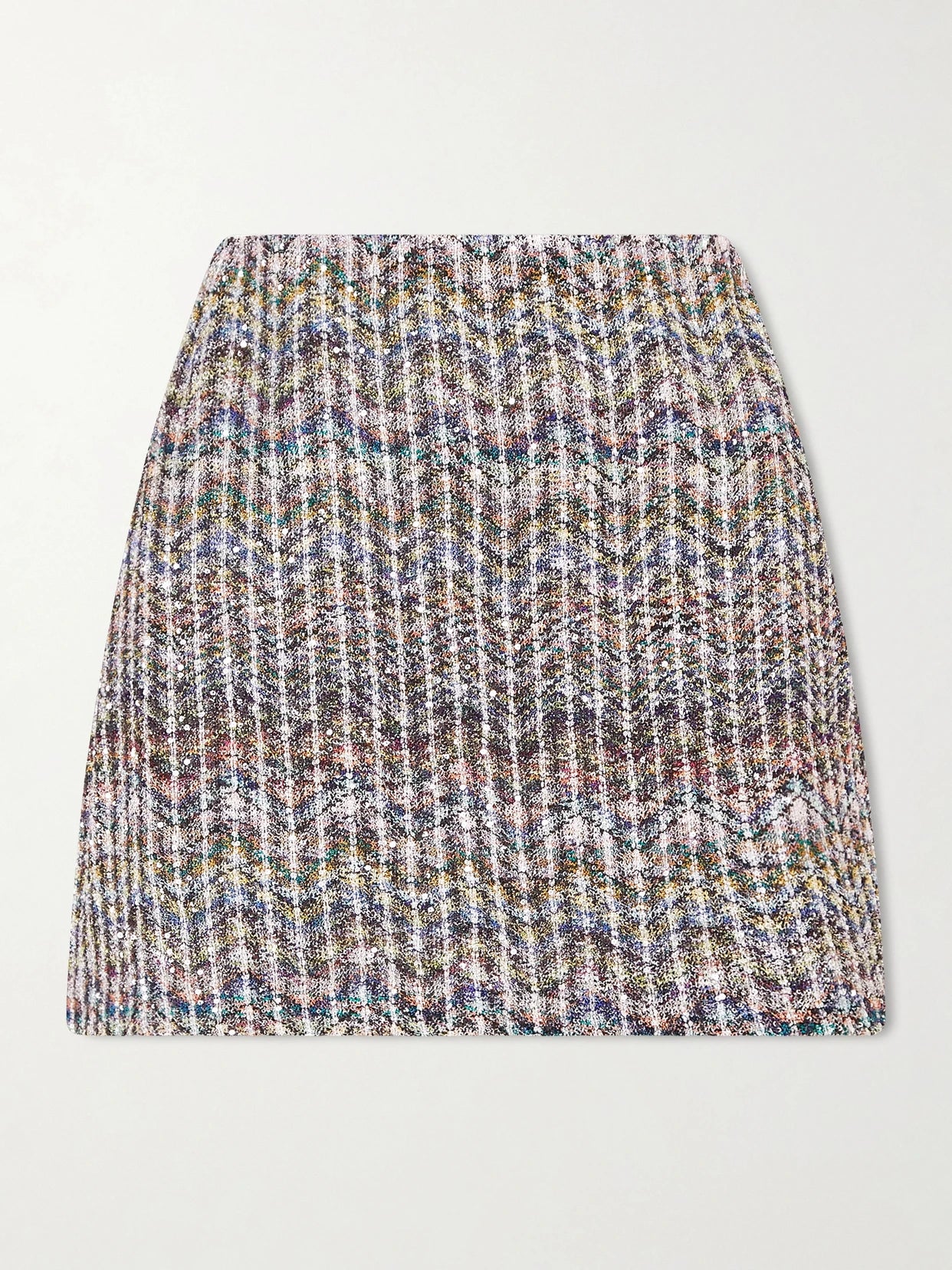 Striped Metallic Crochet-knit Mini Skirt
