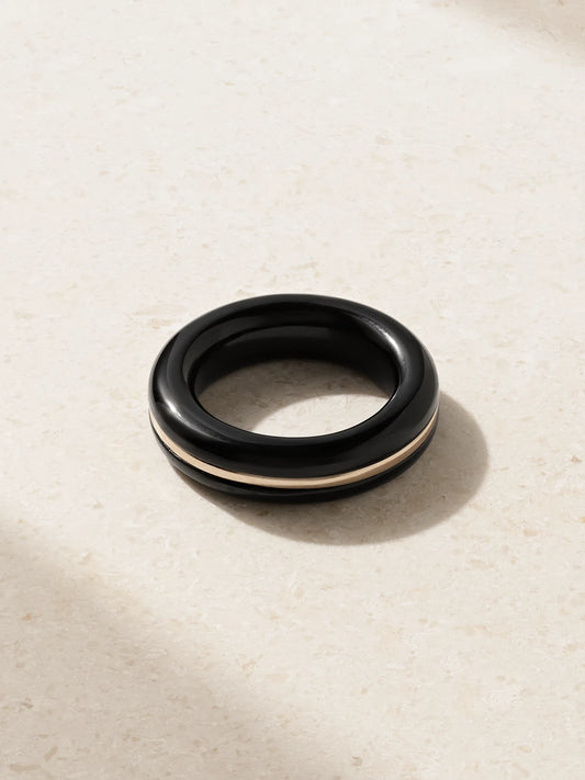 Essential Stacking 14-karat Recycled Gold Onyx Ring