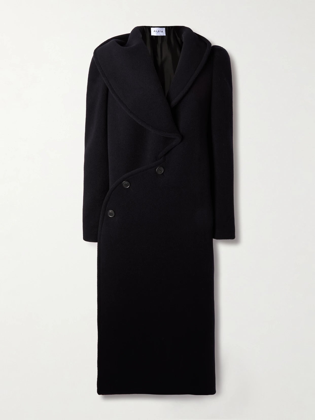 Image of Coats & Jackets. Product name - Hooded Wool Coat in Navy colour by brand - Alaïa