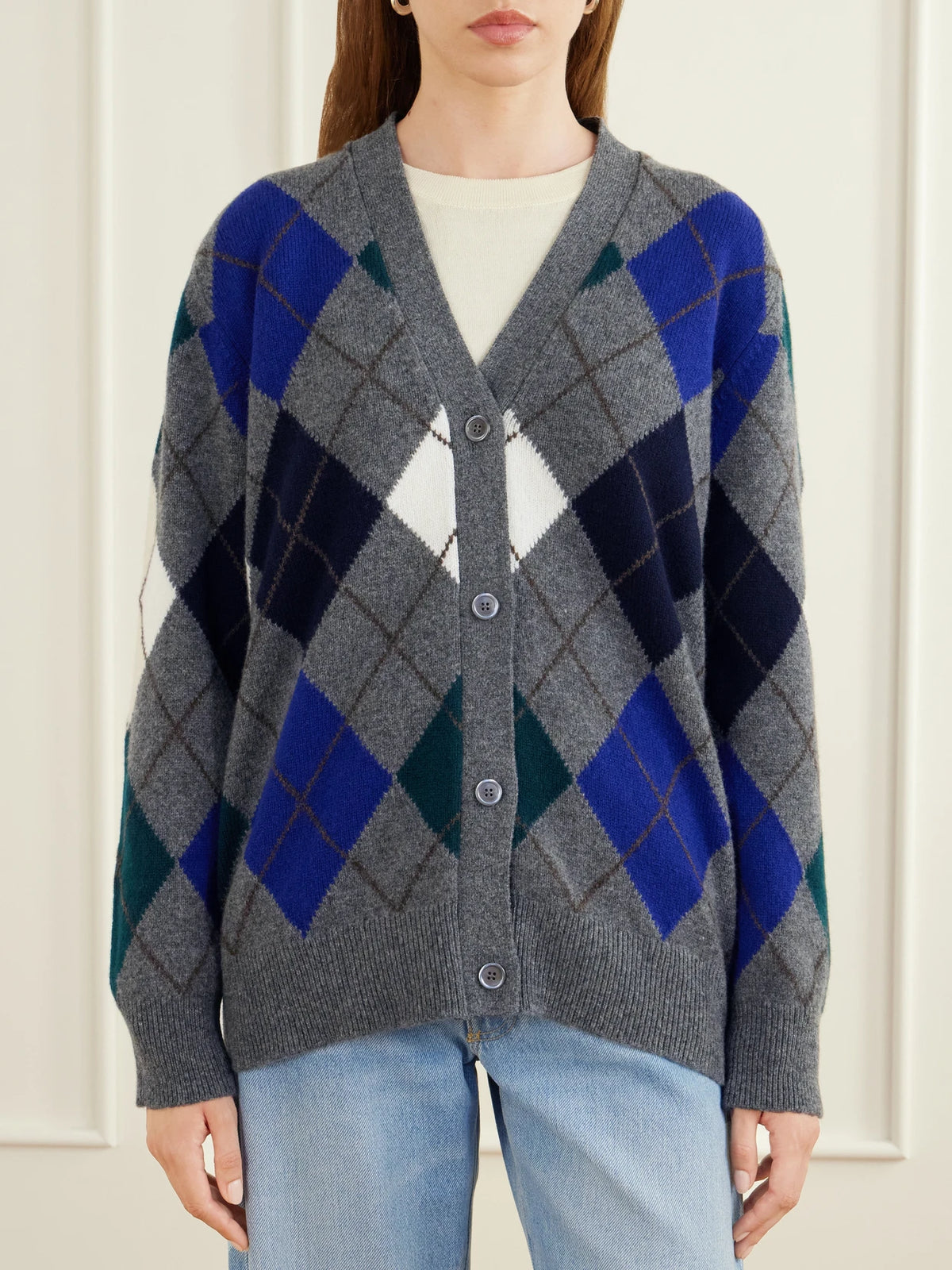 &Daughter Ava Argyle Wool Cardigan
