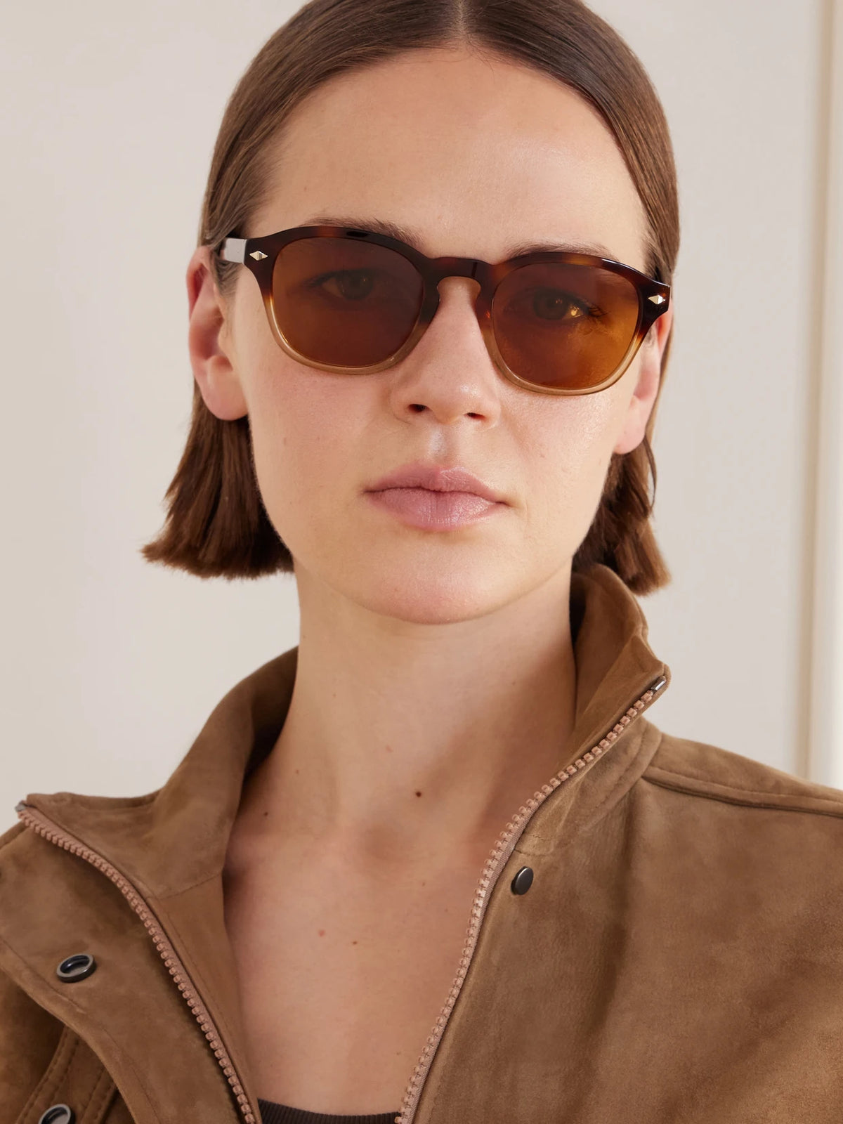 Image of Sunglasses. Product name - Round-frame Tortoiseshell Acetate Sunglasses in Multi colour by brand - Brunello Cucinelli