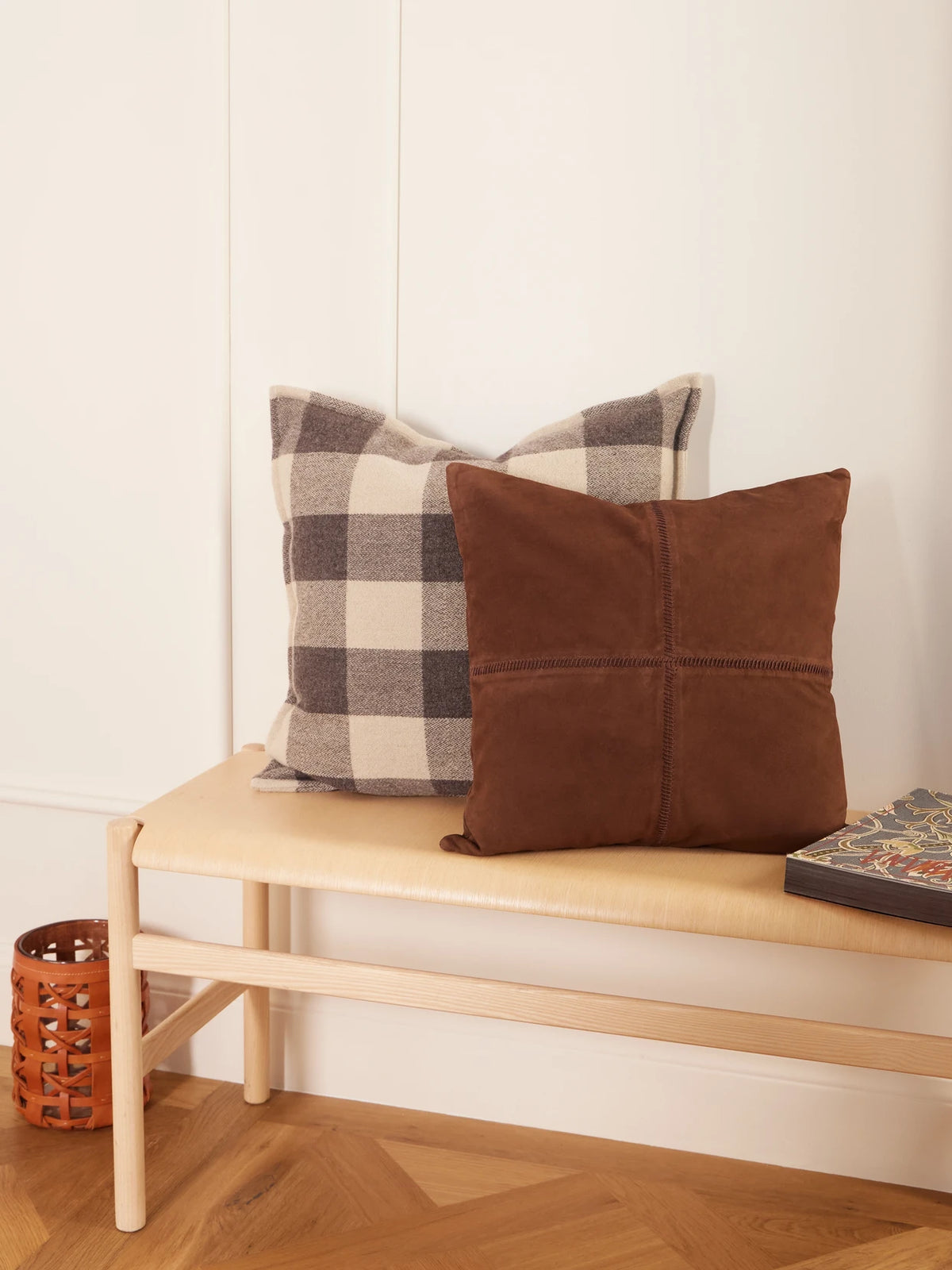 Image of Chair & Sofa Cushions. Product name - Joshua Checked Wool Cushion in Charcoal colour by brand - Ralph Lauren Home