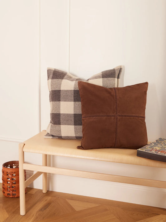 Image of Chair & Sofa Cushions. Product name - Joshua Checked Wool Cushion in Charcoal colour by brand - Ralph Lauren Home