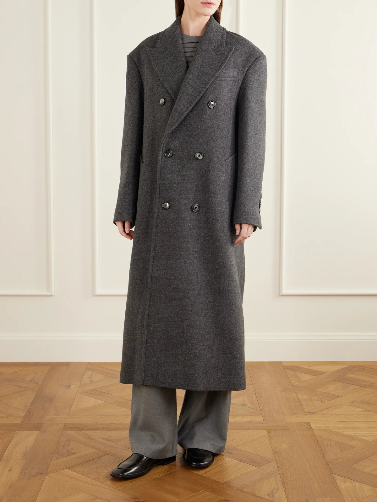 AMI PARIS Double-breasted Virgin Wool-gabardine Coat