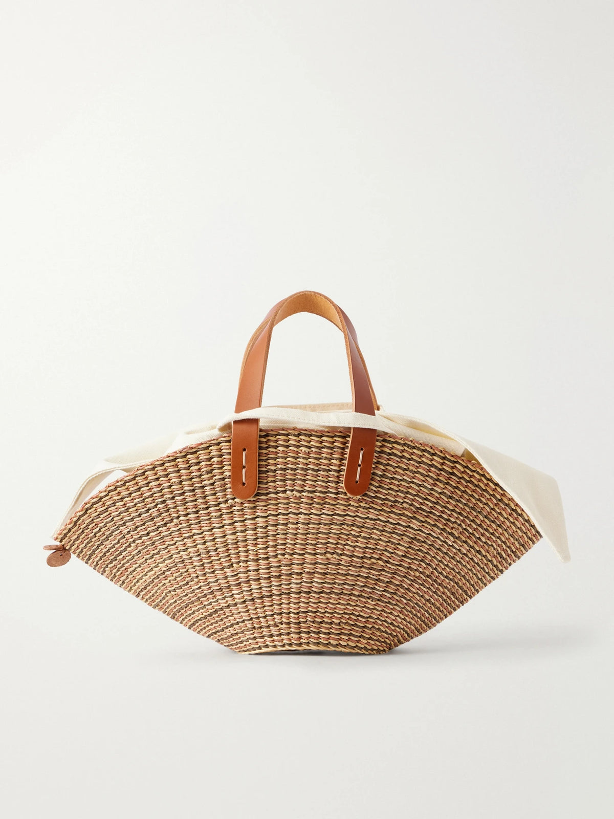 Sophia Mini Leather-trimmed Raffia Tote