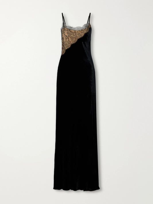 Stella McCartney Lace-trimmed Velvet Gown