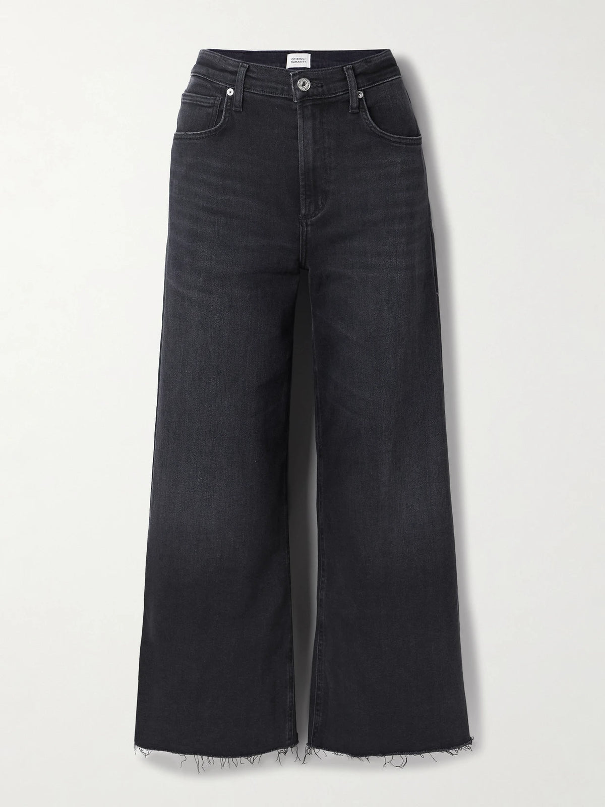 Lyra Frayed Cropped High-rise Wide-leg Jeans