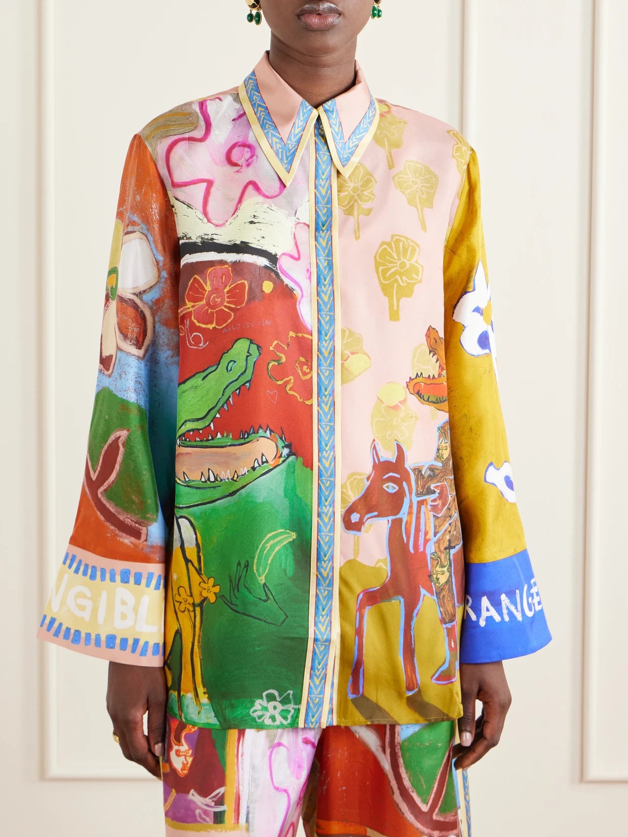 Mlak Printed Silk-twill Shirt