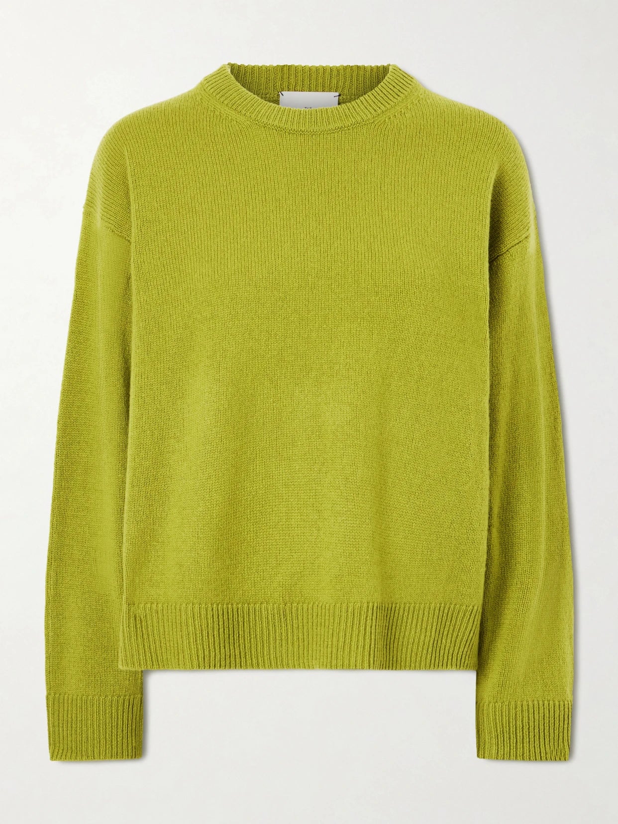 Image of a model wearing Outerwear. Product name - Zuma Cashmere Sweater in Green colour by brand - The Elder Statesman