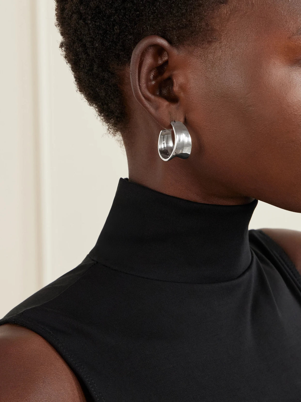 Image of Earrings. Product name - Large Wave Sterling Silver Hoop Earrings in Multi colour by brand - Sophie Buhai