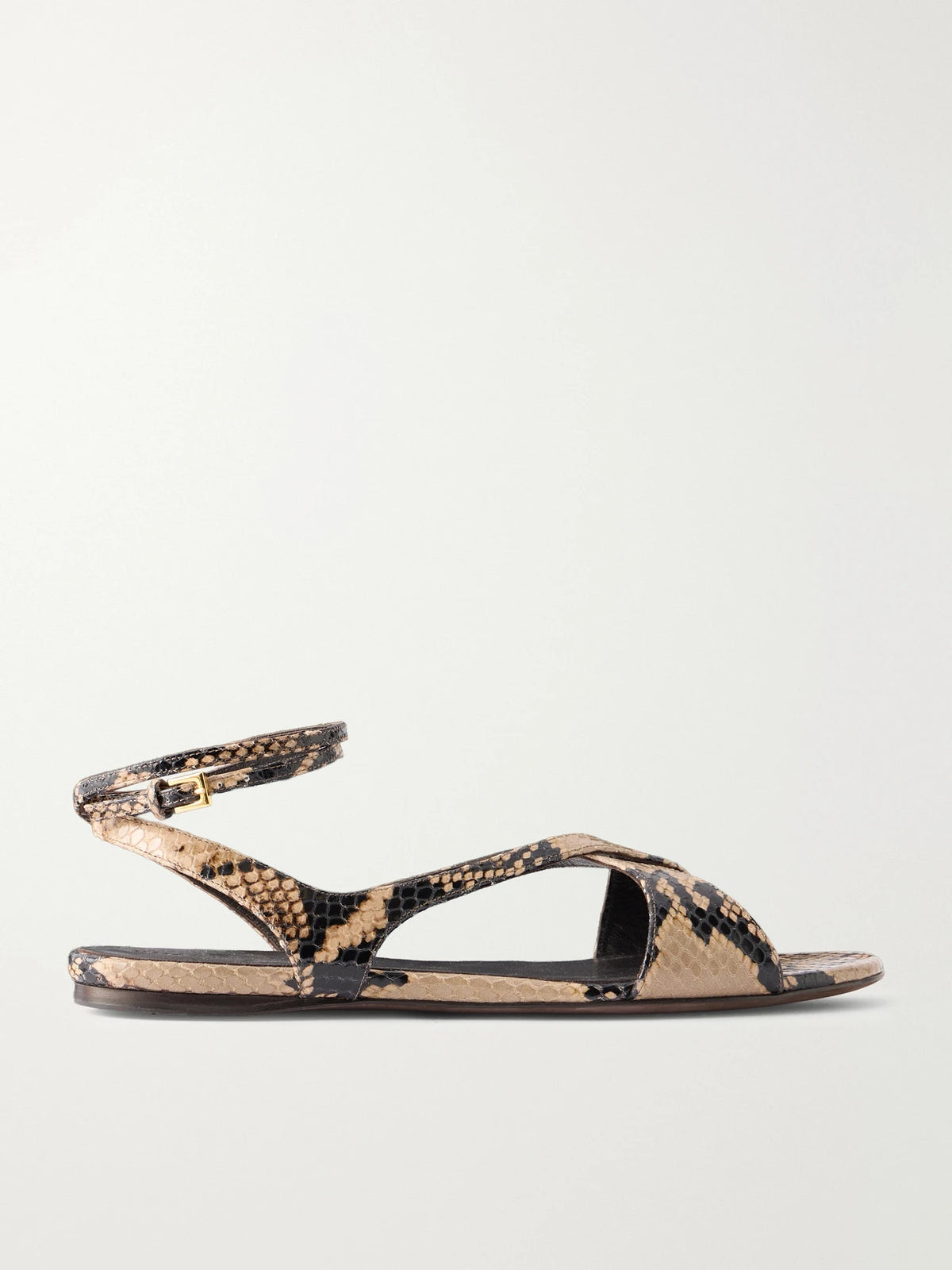 Liria Snake-effect Leather Flat Sandals