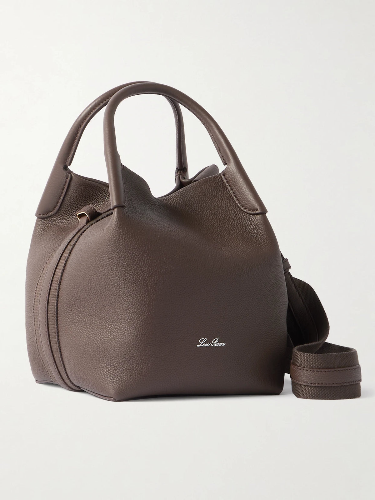 Bale Small Canvas-trimmed Textured-leather Tote