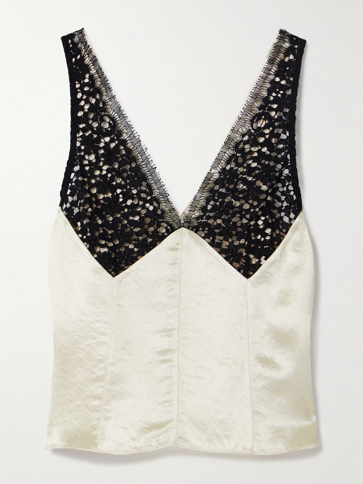 Satin-twill And Corded Lace Camisole