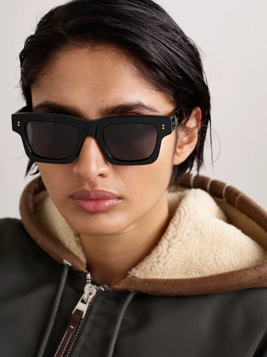 Image of Sunglasses. Product name - Rectangular-frame Acetate Sunglasses in Black colour by brand - JW Anderson