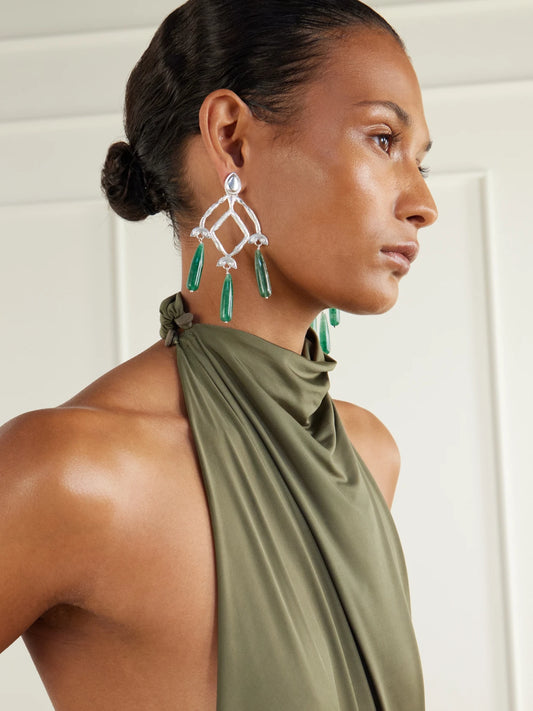 Image of Earrings. Product name - Sienna Sterling Silver Jade Earrings in Multi colour by brand - Juju Vera